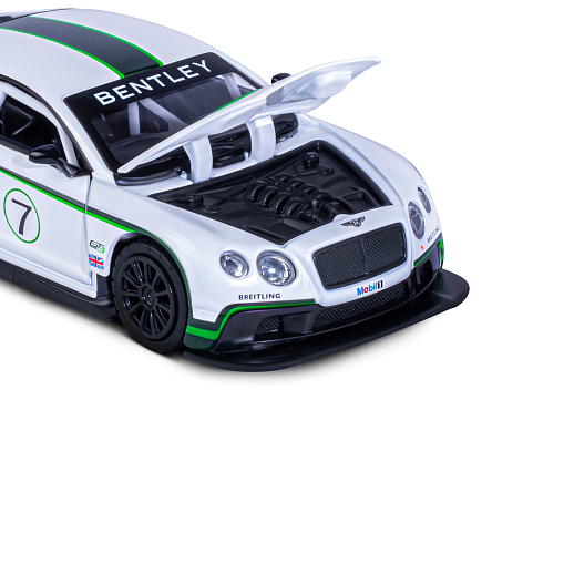 ТМ "Автопанорама" Машинка металлическая 1:32 Bentley Continental GT3, белый, свет, звук, откр. двери и капот, инерция, в/к 17,5*13,5*9 см в Джамбо Тойз #21