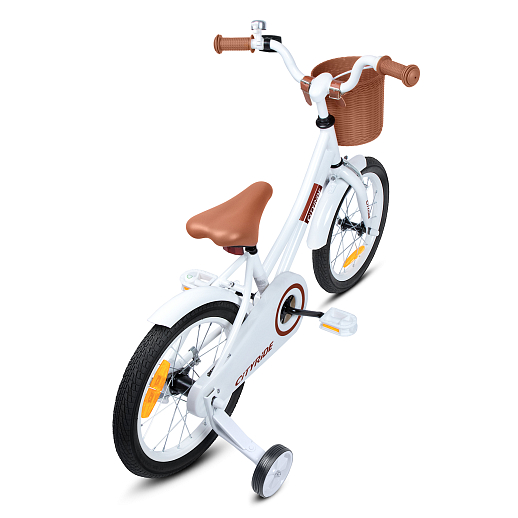 Велосипед двухколёсный CITYRIDE, модель CR-B2-08H, колеса 16", рама сталь, колеса сталь, балансирные колеса, пластиковая корзинка, цвет белый в Джамбо Тойз #3