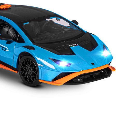 ТМ "Автопанорама" Машинка металлическая, 1:24  Lamborghini  Huracán STO, голубой, откр. двери и капот, свет, звук, свободный ход колес, в/к 24,5х12,5х10,5 см в Джамбо Тойз #22