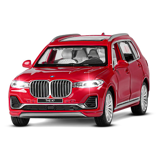 ТМ "Автопанорама" Машинка металлическая 1:32 BMW X7, красный, свет, звук, откр. четыре двери, капот и багажник, инерция, в/к 18*13,5*9 см в Джамбо Тойз #5
