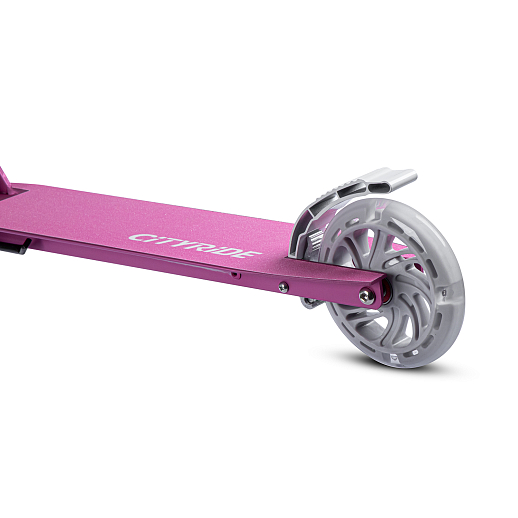 2хкол. самокат CITYRIDE 120MM, ал. 100%. Аморт. передний. Колеса PU 120/120 мм. Подшипники: Abec-9. Грипсы: резина. Хомуты анод, замок на руле. Ручной задний тормоз. Розовый в Джамбо Тойз #7