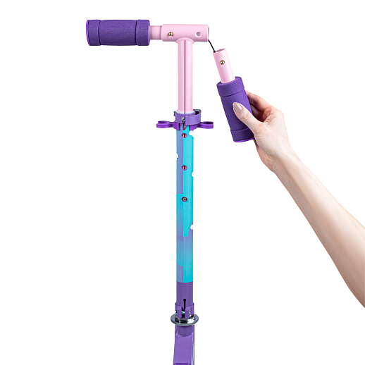 Двухкол. самокат CITYRIDE, ал. 50/50% , t-bar алюм, дека сталь, грипсы 95мм TPR, колеса PVC 120/120 мм, сиреневый с принтом в Джамбо Тойз #9