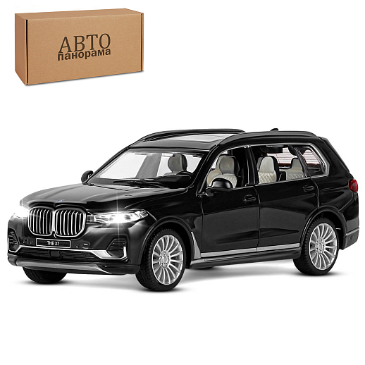 ТМ "Автопанорама" Машинка металлическая 1:32 BMW X7, черный, свет, звук, откр. четыре двери, капот и багажник, инерция, в/к 19*9*7 см в Джамбо Тойз