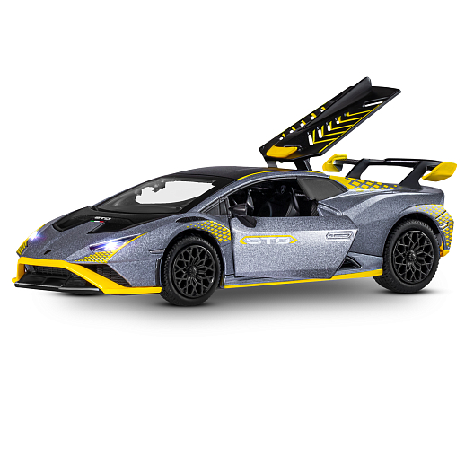 ТМ "Автопанорама" Машинка металлическая, 1:32 Lamborghini STO, серый глянец, откр. двери и багажник, свет, звук, инерция, в/к 17,5*12,5*6,5 см в Джамбо Тойз #8