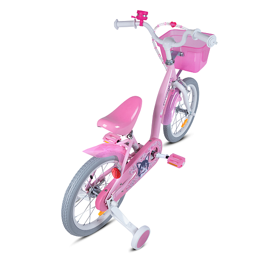 Велосипед двухколёсный CITYRIDE, модель CR-B2-09H, колеса 16", рама сталь, колеса алюминий, балансирные колеса, пластиковая корзинка, оплетка тормозных рубашек в  декортаивных бусинах, цвет розовый в Джамбо Тойз #3