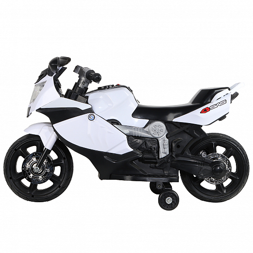 Электромотоцикл детский на аккумуляторе 6V4AH*1, 1 мотор, запуск кнопкой, свет, звук, USB вход, 80*40*53 см, Цвет - белый в Джамбо Тойз #2