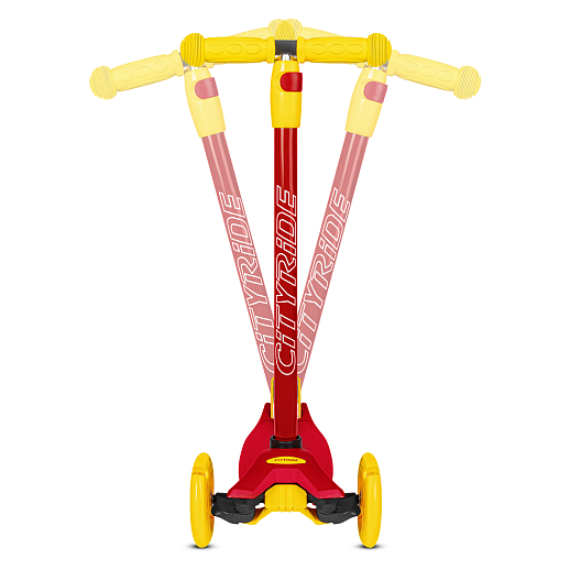 Самокат трехколесный CityRide, пакет, Дека: PP+нейлон, колеса PU 120/76 свет, руль  металл телеск., цвет красный в Джамбо Тойз #10