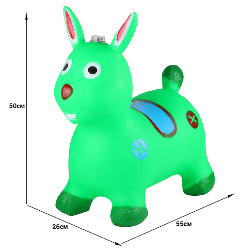 Животное-прыгун "Кролик" со звуком, 1300г, ПВХ, цвет Зеленый, 52*48*26 см в Джамбо Тойз #2