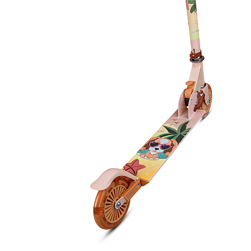 Двухкол. самокат CITYRIDE, ал. 50/50% , t-bar алюм, дека сталь, грипсы 95мм TPR, колеса PVC 120/120 мм, коралловый с принтом в Джамбо Тойз #6