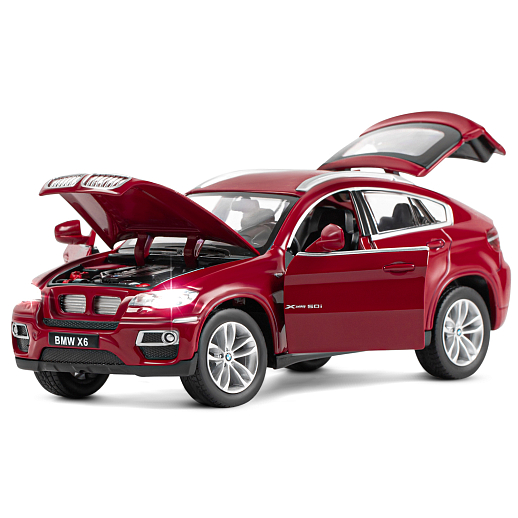 ТМ "Автопанорама" Машинка металлическая 1:26 BMW X6, бордовый, откр. двери, капот и багажник, свободный ход колес, в/к 24,5*12,5*10,5 см в Джамбо Тойз #7