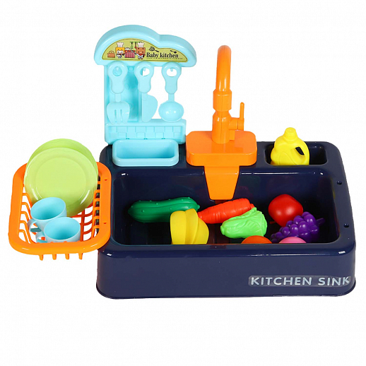 Набор "Кухня", игруш. раковина с водой, на бат., цв.синий, в компл. 26 предметов, в/к 37*9*26 см в Джамбо Тойз #5