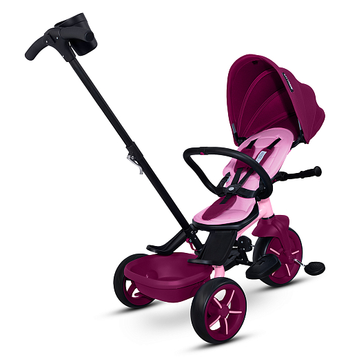 Детский трехколесный велосипед "CITYRIDE XTERRA". Рама сталь, сиденье съемное, складная крыша D600, подножки, колеса 11/9 EVA, корзина, подстаканник, розовый в Джамбо Тойз #9