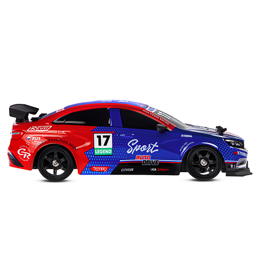AUTODRIVE Р/У Машина для дрифта LADA Vesta с паром,1:16,2.4GHz,4WD,запасн.колеса 4шт.,свет,с аккум,в/к 31*15*15см в Джамбо Тойз #11