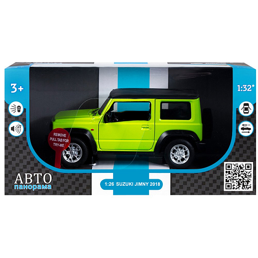 ТМ "Автопанорама" Машинка металл.1:26 Suzuki Jimny, зеленый, инерция, свет, звук, откр. двери и капот, в/к 17,5*13,5*9 см в Джамбо Тойз #3