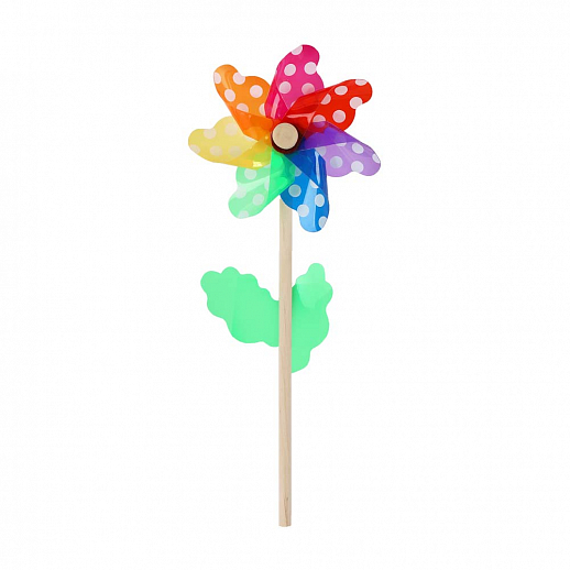 Ветерок, деревянная палочка 25cм+ цветок 12cм,1 вид как  на фото, 12шт в упак в Джамбо Тойз