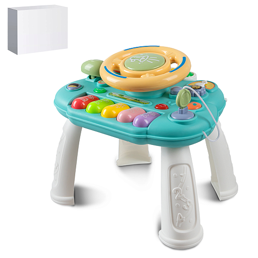 ТМ "Smart baby" Игровой стол с рулем, Шаинский, чип, со свет.и звук.эфф., бирюза в б/к в Джамбо Тойз