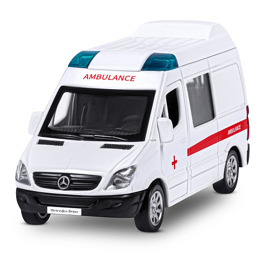 ТМ "Автопанорама" Машинка металлическая 1:53 Mercedes-Benz Sprinter, скорая помощь, откр. двери, инерция, в/к 17,5*12,5*6,5 см в Джамбо Тойз #5