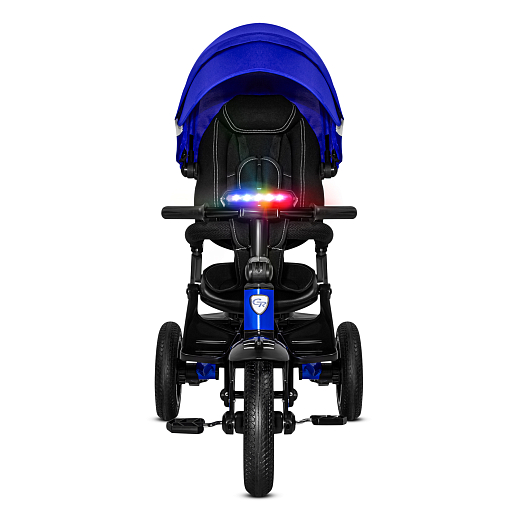 Детский 3хкол. велосипед "CITYRIDE". Пятиугольная рама, сиденье 360, складная крыша D600, подножки, резиновые колеса 12/10, багажник, сумочка, фара, синий в Джамбо Тойз #13