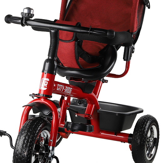 Трехколесный велосипед City-Ride с поворотным сиденьем и пластиковыми колесами 10/8 красный в Джамбо Тойз #3