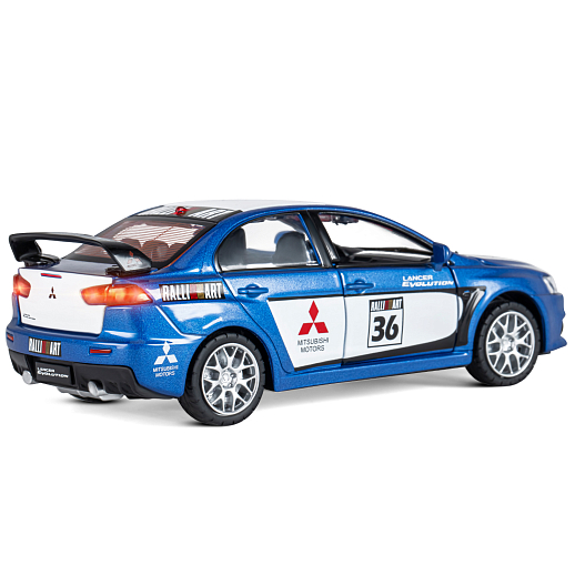 ТМ "Автопанорама" Машинка металлическая 1:32  Mitsubishi Lancer Evolution, синий, откр. двери, капот и  багажник, свет, звук, инерция, в/к 17,5*13,5*9 см в Джамбо Тойз #8