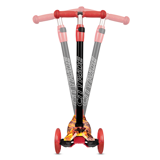 Самокат трехколесный CITY-RIDE (пакет). Руль телеск. сталь. с резин.рукояткой. Дека: PP+нейлон гидрографика, размеры 55*14 см. Колеса: 120/76(х2) PU со светом. Подшипник: Аbec-5 Максимальная нагрузка: 35кг. Возраст: от 3 лет. в Джамбо Тойз #10