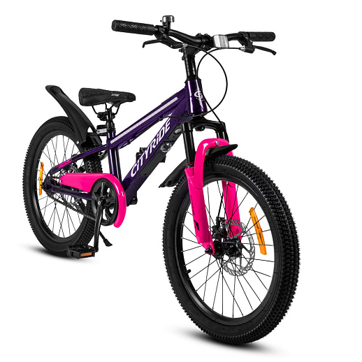 Двухколесный велосипед CITYRIDE, модель CR-B2-10, колеса 20 дюймов, рама сталь, дисковые механические тормоза, свет в раме, подножка, BT, цвет фиолетовый в Джамбо Тойз