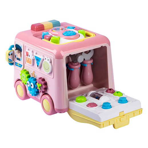 ТМ "Smart Baby" Развивающая игрушка "Автобус" цвет розовый, Шаинский, 57 звуков, стихов, мелодий, песен. Сказки и загадки. Свет, звук, регулирующаяся громкость, в/к 31х22,5х23,5 см в Джамбо Тойз #6