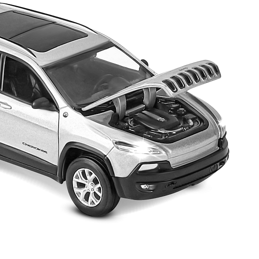 ТМ "Автопанорама" Машинка металл. 1:32 Jeep  Cherokee, серебряный, инерция, свет, звук, откр. двери и багажник, в/к 17,5*13,5*9 см в Джамбо Тойз #19