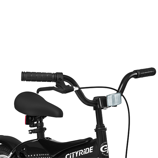 Детский велосипед "Cityride REVO", модель CR-B2-05, рама сталь, кожух цепи 100%, обода алюм. 12", втулки сталь, покрышки 2,125, страх. колеса, руль сталь. вынос сталь, задние ножные тормоза, передний клещевой, звонок, крылья пластик, отражатели пер/зад и на спицах, цвет чёрный в Джамбо Тойз #5