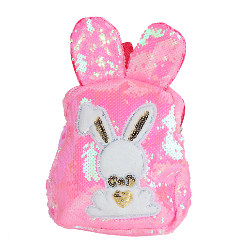 Рюкзачок детский для девочек с пайетками "Зайка", розового цвета, 29*26*3 см в Джамбо Тойз