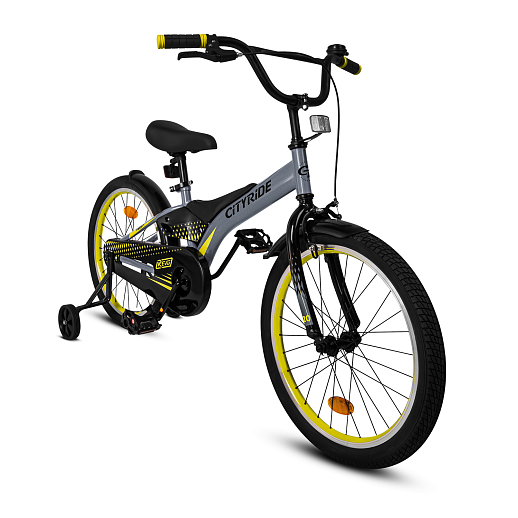 Детский велосипед "Cityride REVO" -рама сталь, кожух цепи 100%, диски алюм. 20, втулки сталь, покрышки 2,125, страх. колеса, руль сталь. штем сталь, задние ножные тормоза, передний V-brake , звоночек, крылья пластик, отражатели пер/зад на спицах. в Джамбо Тойз