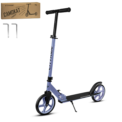 2хкол. самокат CITYRIDE 200, сталь 100%, грипсы 135мм TPR, колеса PU 200/200 мм. Голубой в Джамбо Тойз