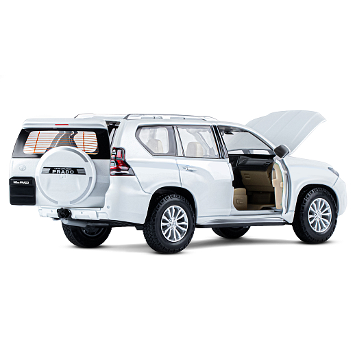 ТМ "Автопанорама" Машинка металлическая, 1:24,  Land Cruiser Prado, белый, открываются двери, капот и багажник, свободный ход колес, световые и звуковые эффекты, в/к 24,5х12,5х10,5 см в Джамбо Тойз #15