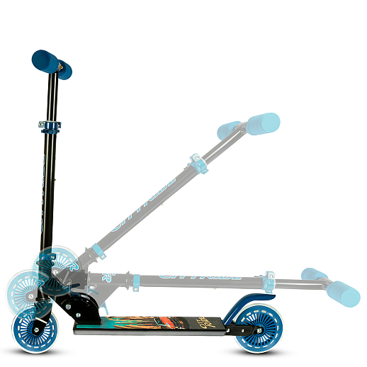 2хкол. самокат CITYRIDE HW 120MM, 100% сталь, мягкие грипсы 95мм, колеса PVC 120/120 мм, черный - синий в Джамбо Тойз #8