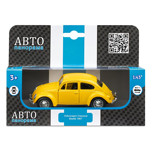 ТМ "Автопанорама" Машинка металлическая 1:36 Volkswagen Classical  Beetle 1967, желтая, откр. двери, инерция, в/к 17,5*12,5*6,5 см в Джамбо Тойз #3