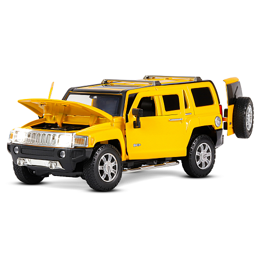 ТМ "Автопанорама" Машинка металлическая, 1:24, Hummer H3, желтый, откр. передние и задняя дверь, капот, свет, свободный ход колес, звук, в/к 24,5х12,5х10,5 см в Джамбо Тойз #6