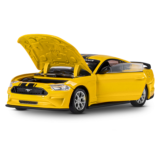 Машинка металлическая 1:43 Ford Mustang GT, желтый, тюнинг, откр. двери, свободный ход колес, в/к 23,5*10*4 см в Джамбо Тойз #28