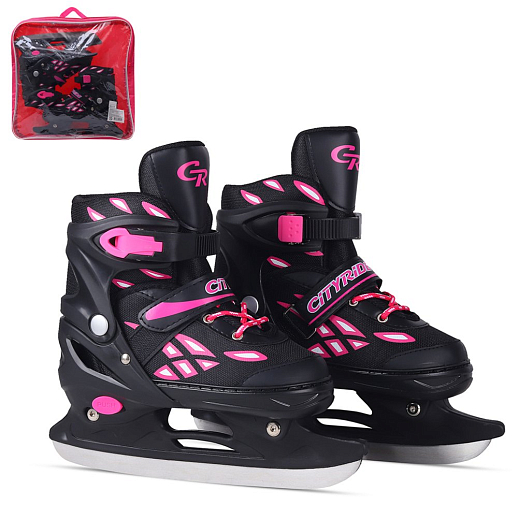 Детские раздвижные ледовые коньки, текстильный мысок, лезвие нержавеющая сталь, размер M (34-38) в н/сумке в Джамбо Тойз