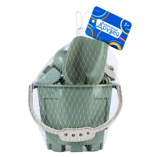 ТМ "Компания Друзей" Песочный набор №93 бледный зеленый (в комп. ведро 1,2 л, лопатка 20см, грабли  , в Джамбо Тойз #2