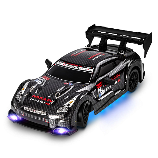 Р/у машина для дрифта 1:24,свет фар,подсветка днища,2 скорости,сменные шины 4шт,конусы 4шт, цвет черный,в белой кор. 22*12,5*10,3см в Джамбо Тойз #7