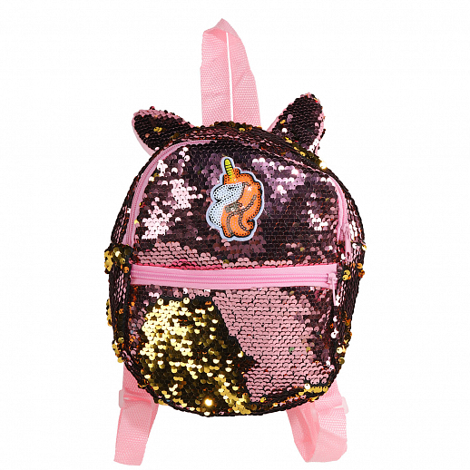 Рюкзачок детский для девочек с пайетками "Единорог", розово-золотого цвета, 23*22*4 см в Джамбо Тойз #2