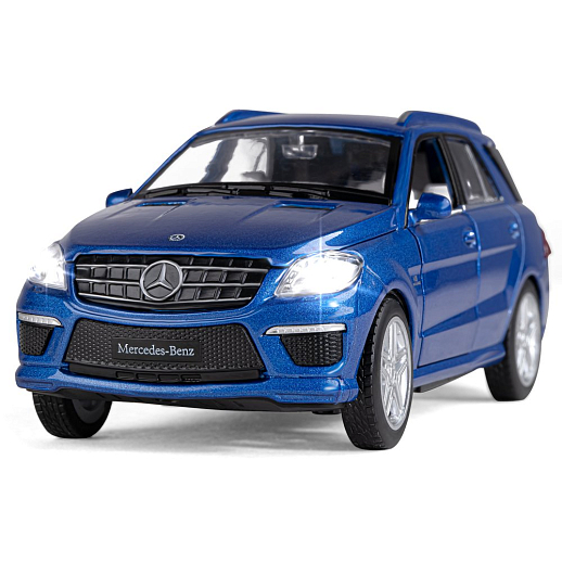ТМ "Автопанорама" Машинка металлическая 1:32 Mercedes-Benz ML63 AMG, синий, свет, звук, откр. двери, капот и багажник, инерция, в/к 17,5*13,5*9 см в Джамбо Тойз #4
