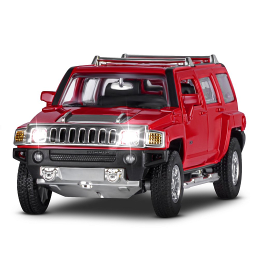 ТМ "Автопанорама" Машинка металлическая 1:32 Hummer H3, красный, свет, звук, откр. двери и багажник, инерция, в/к 18*13,5*9 см в Джамбо Тойз #6