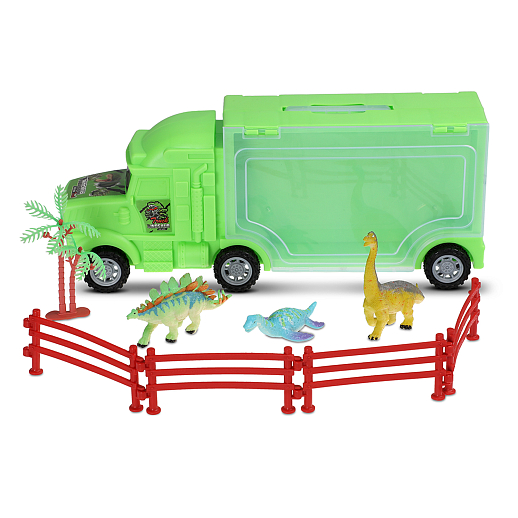 Автовоз с динозаврами, в компл. 3 динозавра, ограждение,имитация растения, в гофрокор. 18*7,3*11,8см в Джамбо Тойз #5