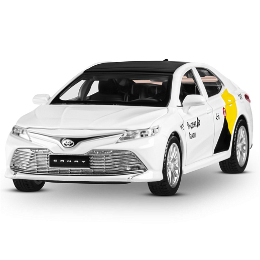 Яндекс Go машинка металлическая, 1:34 Toyota Camry, цвет белый, инерция, свет, озвучено Алисой, откр. двери, в/к 17,5*13,5*9 см в Джамбо Тойз #4