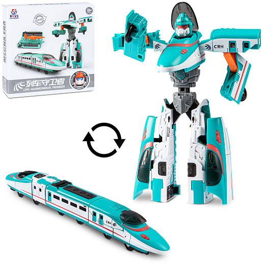 Робот-трансформер,трансформация в скоростной поезд,цвет бирюзовый,в/к 19,5*6*19,5см в Джамбо Тойз