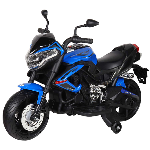 Электромотоцикл детский двухколесный на аккумуляторе 2 двигателя, USB, MP3, колеса пластик, свет LED. Цвет синий в Джамбо Тойз #2