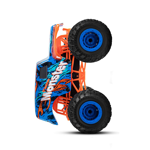 Р/у Монстр-трак, перевертыш, 1:16, 4WD, 3D подсветка корпуса, гироскоп: может ездить на двух колесах, звук.эффекты, цвет голубой с оранжевым, с аккум., в/к 24*20*26 см в Джамбо Тойз #5