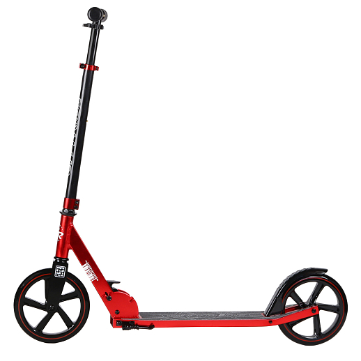 Двухколесный самокат CITYRIDE 200, ал. 50/50%, t-bar сталь, грипсы 135мм TPR, колеса PU 200/200, 86A, подножка, abec 9, цвет Красный в Джамбо Тойз #4