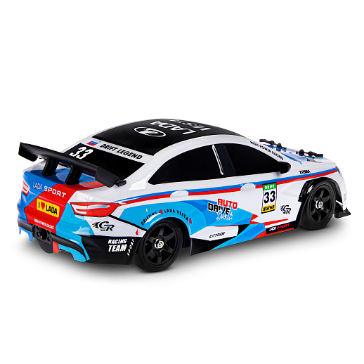 AUTODRIVE Р/У Машина для дрифта LADA Vesta с паром,1:16,2.4GHz,4WD,запасн.колеса 4шт.,свет,с аккум,в/к 31*15*15см в Джамбо Тойз #13